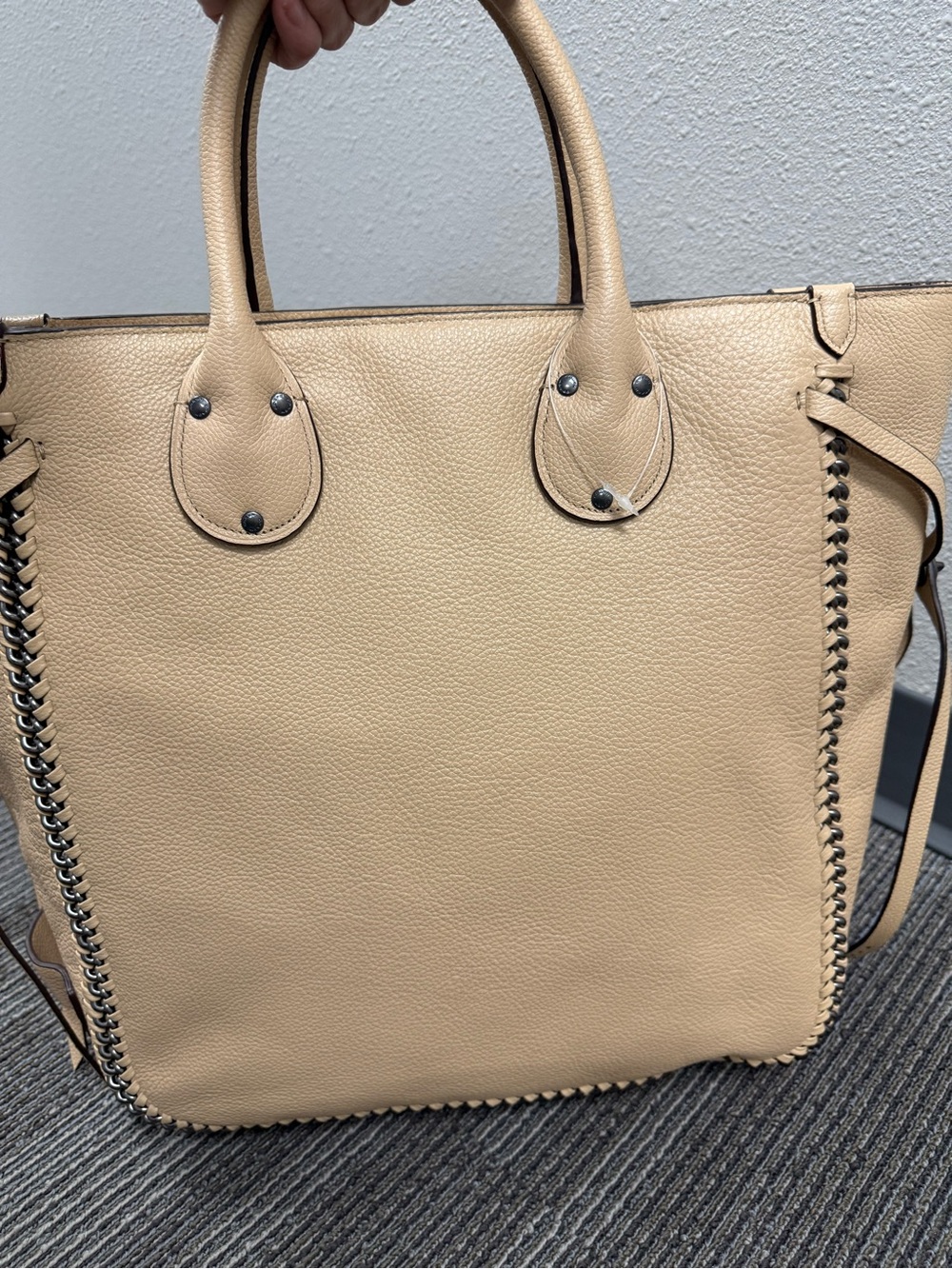 Coach Tatum Whiplash Neutral Beige Studded Leather tote - Picture 10 of 16